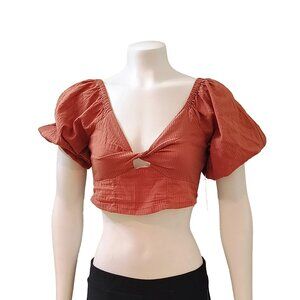 Billabong Women's Del Sole Top Puff-Sleeve Crop Top Shirt